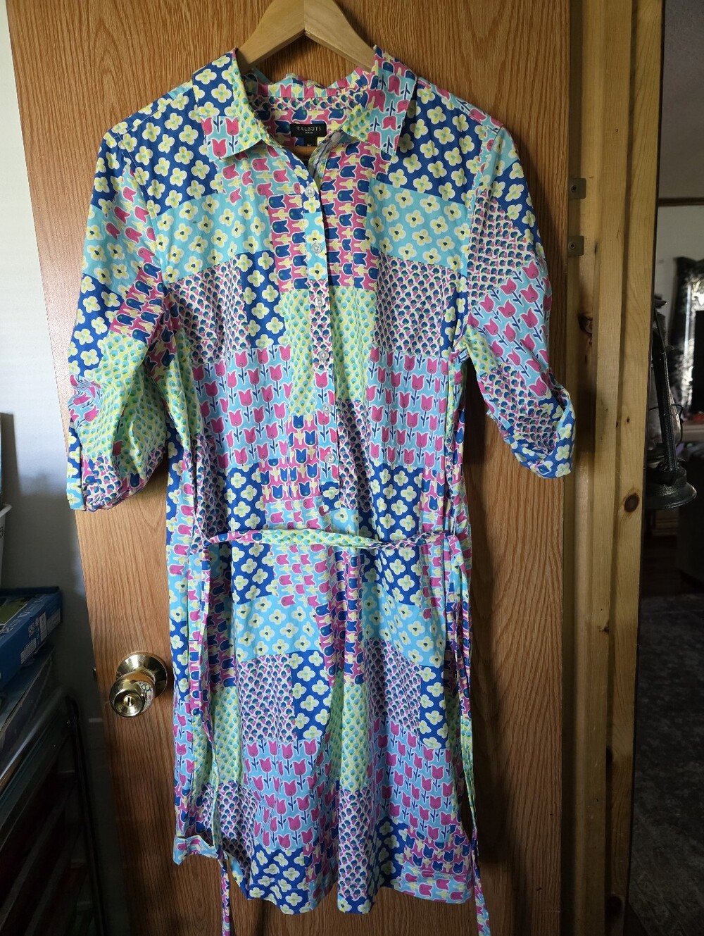 Talbots Petites Floral Patchwork Shirt Dress